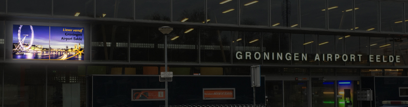 Verlicht reclame LED bord Groningen Airport Eelde (GAE) Verlicht reclame LED bord Groningen Airport Eelde (GAE)